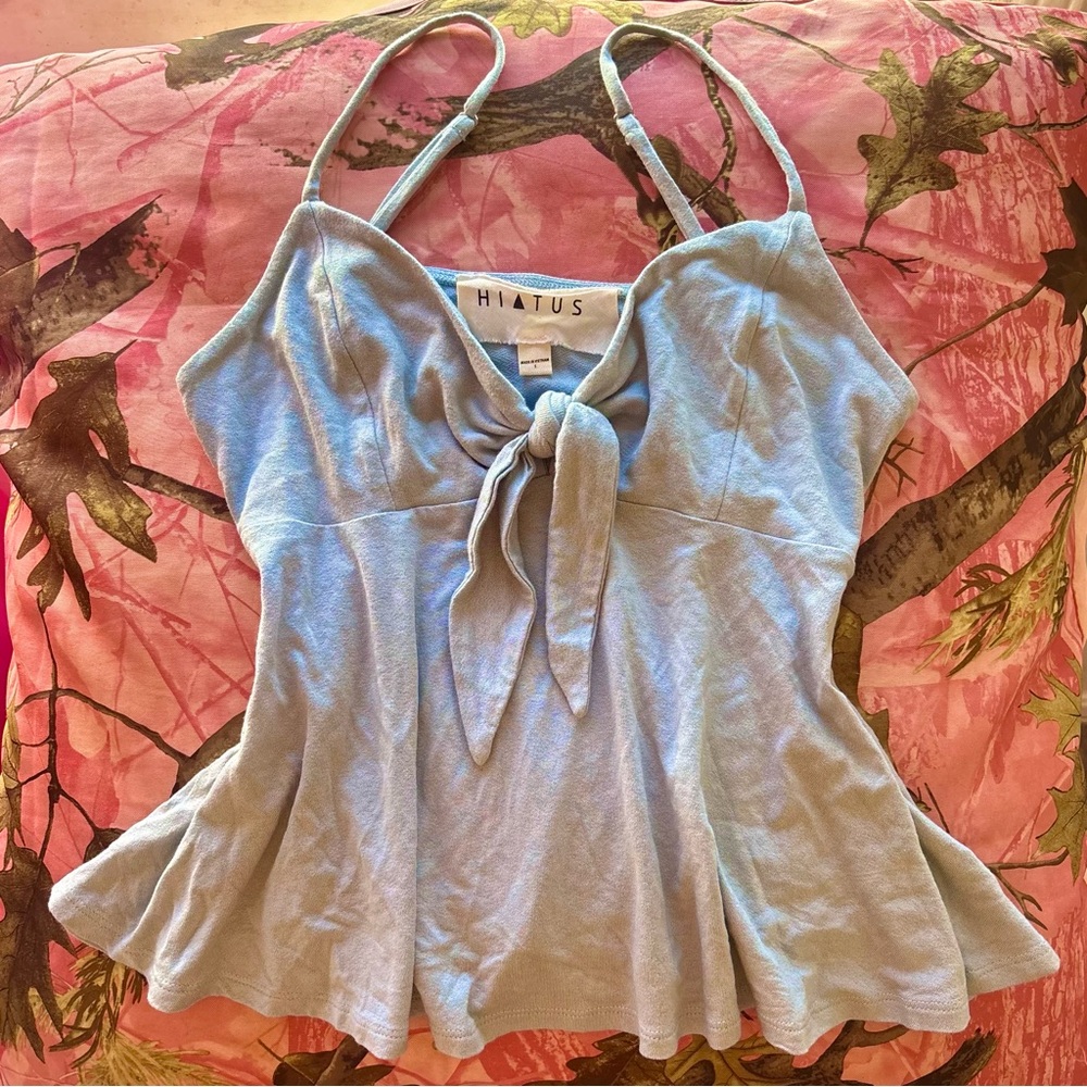 women's baby doll blue cami tie front flowy summer tank top beautiful camisole